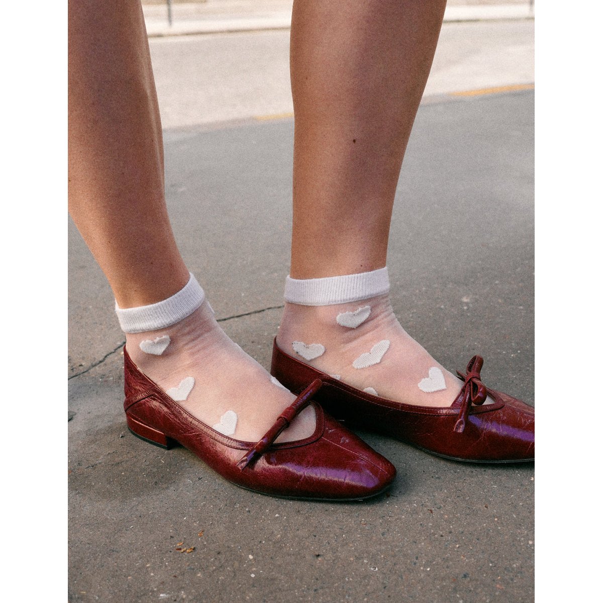 Ballerines ETEL cuir plissé bordeaux, ODAJE