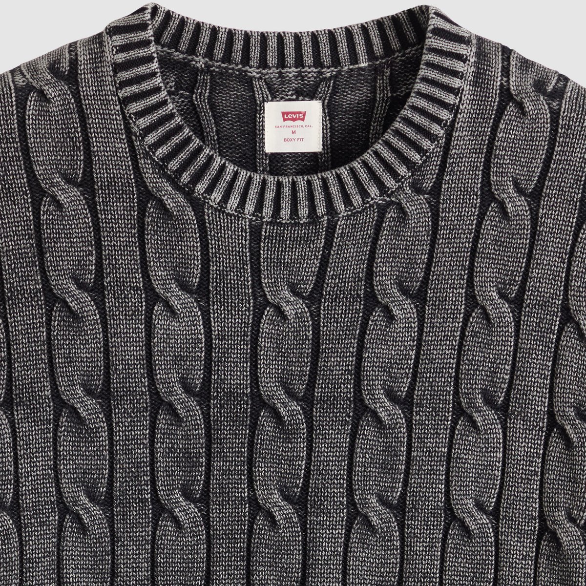 Pull col rond torsadé Carmel noir - cable rib 5gg phantom gd, LEVI'S