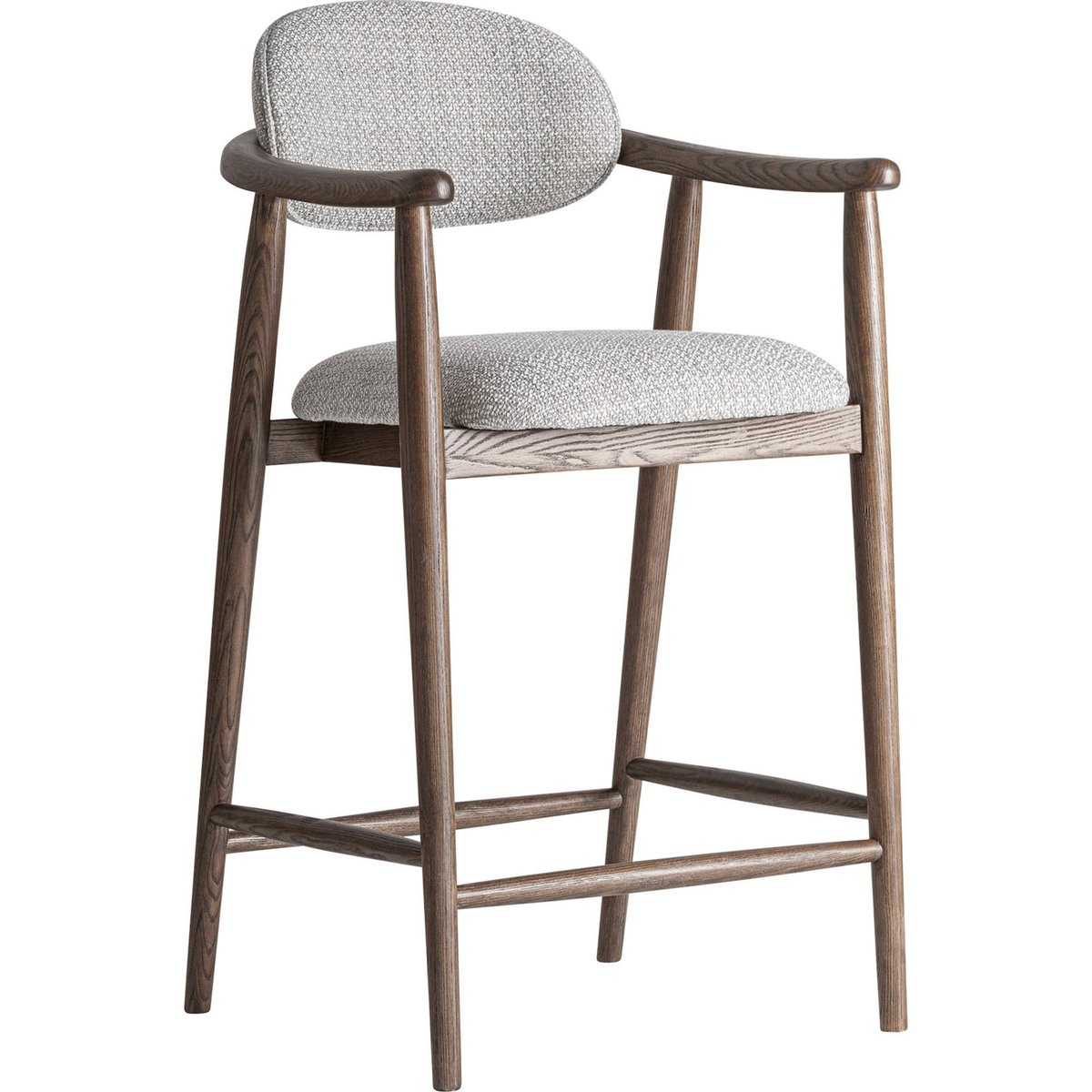 Tabouret haut en bois de frêne gris et bois brun, RECOLLECTION