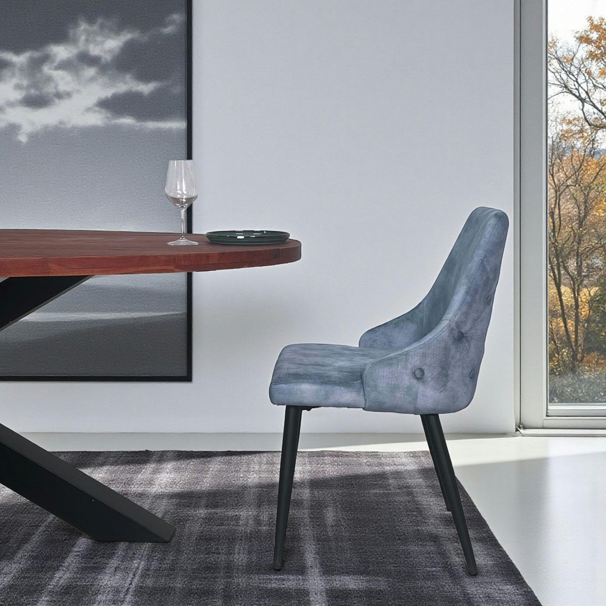 Chaise en velours (lot de 2) MALMOE bleu, PIER IMPORT