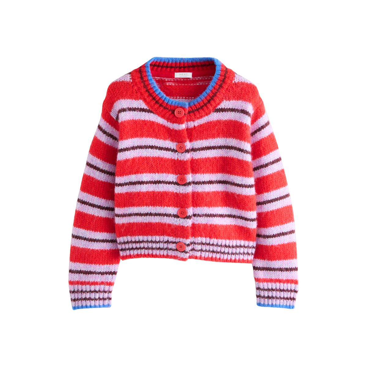 Cardigan en tricot rayé rouge, NEXT