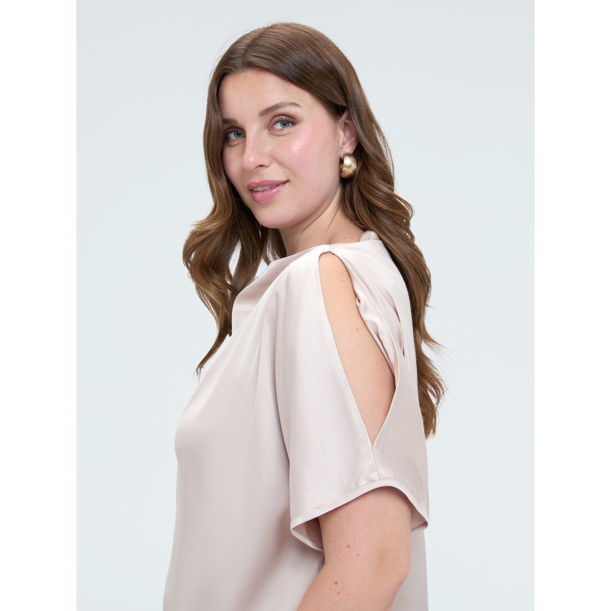 Blouse avec encolure bateau et découpes rose, FIORELLA RUBINO