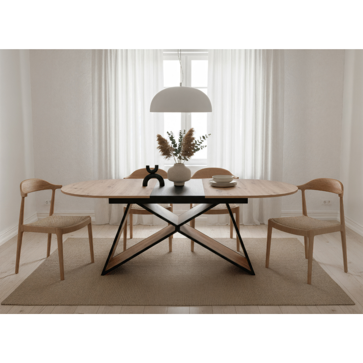 Table à manger extensible TILIA bois clair, CALICOSY