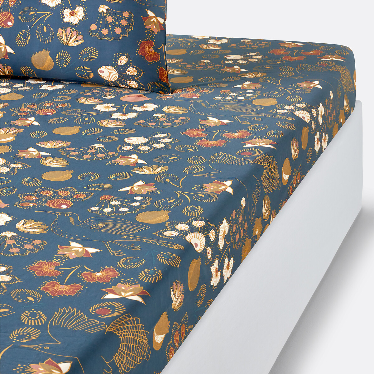 Drap housse percale de coton, Sira imprimé, LA REDOUTE INTERIEURS