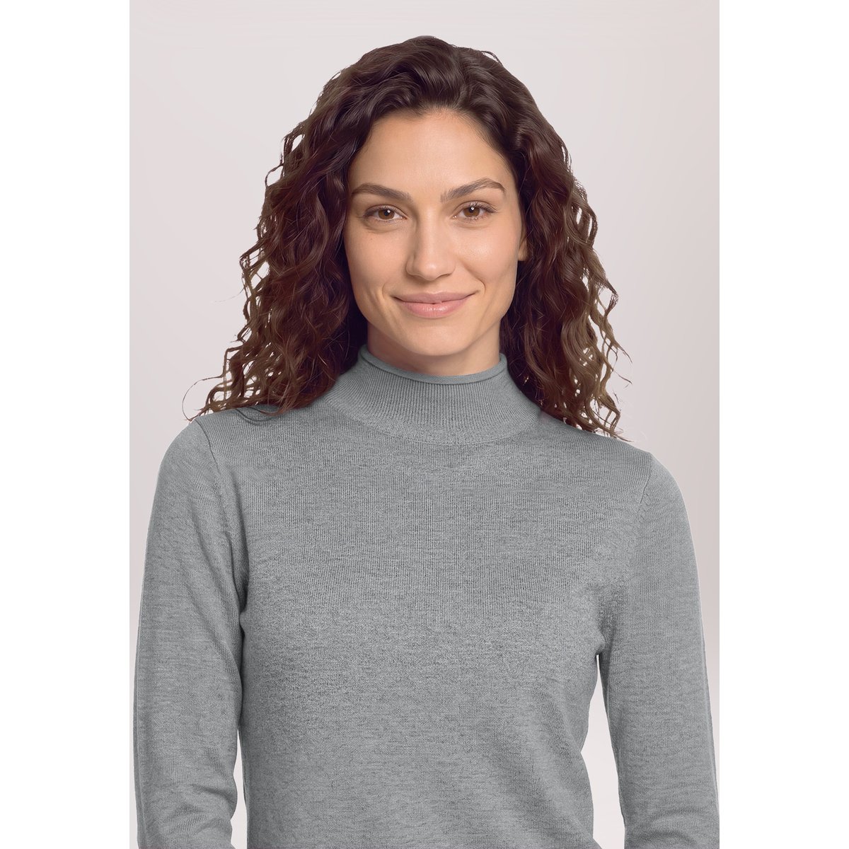 Pull-over en maille à col droit gris, CARTOON