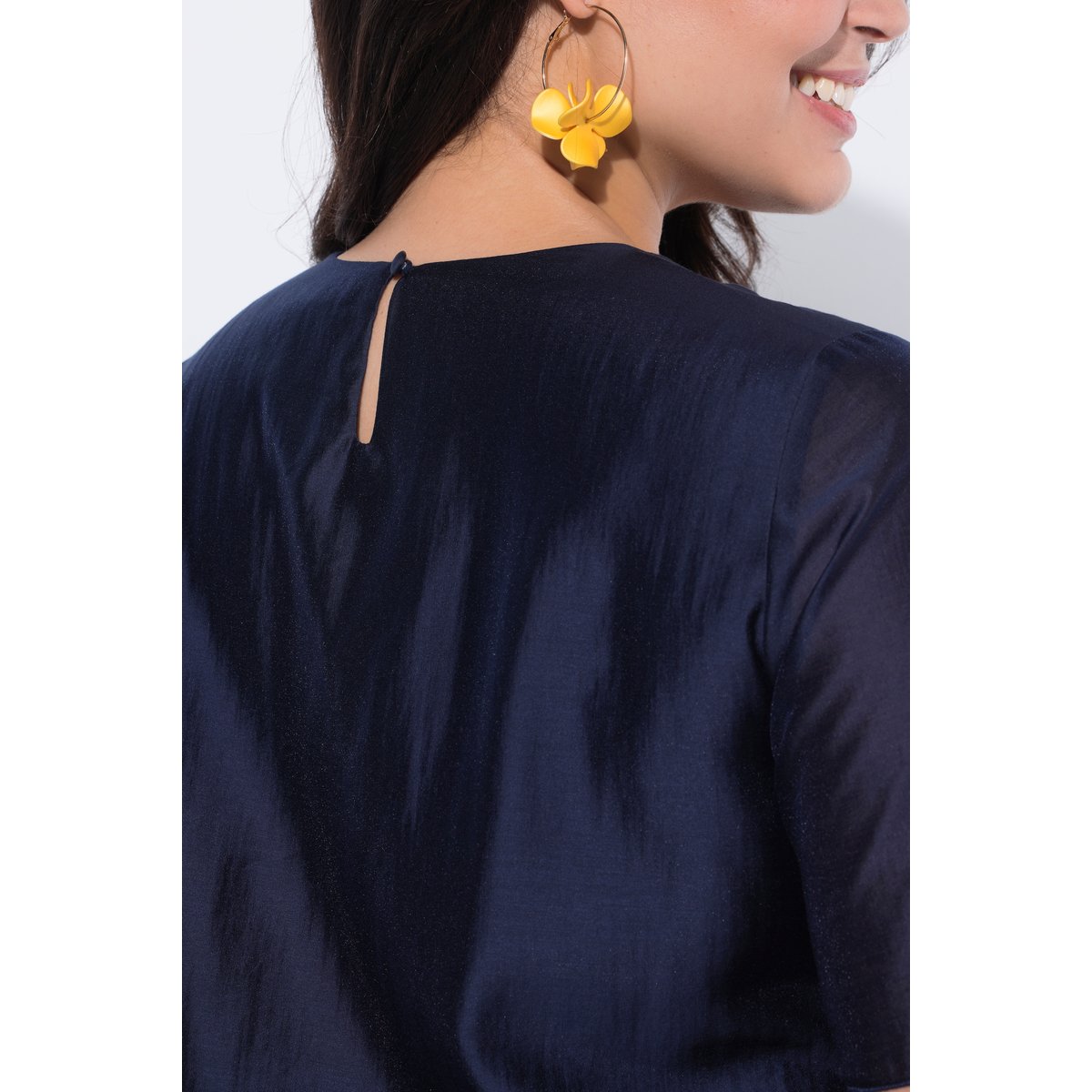 Blouse en mousseline marine, ULLA POPKEN