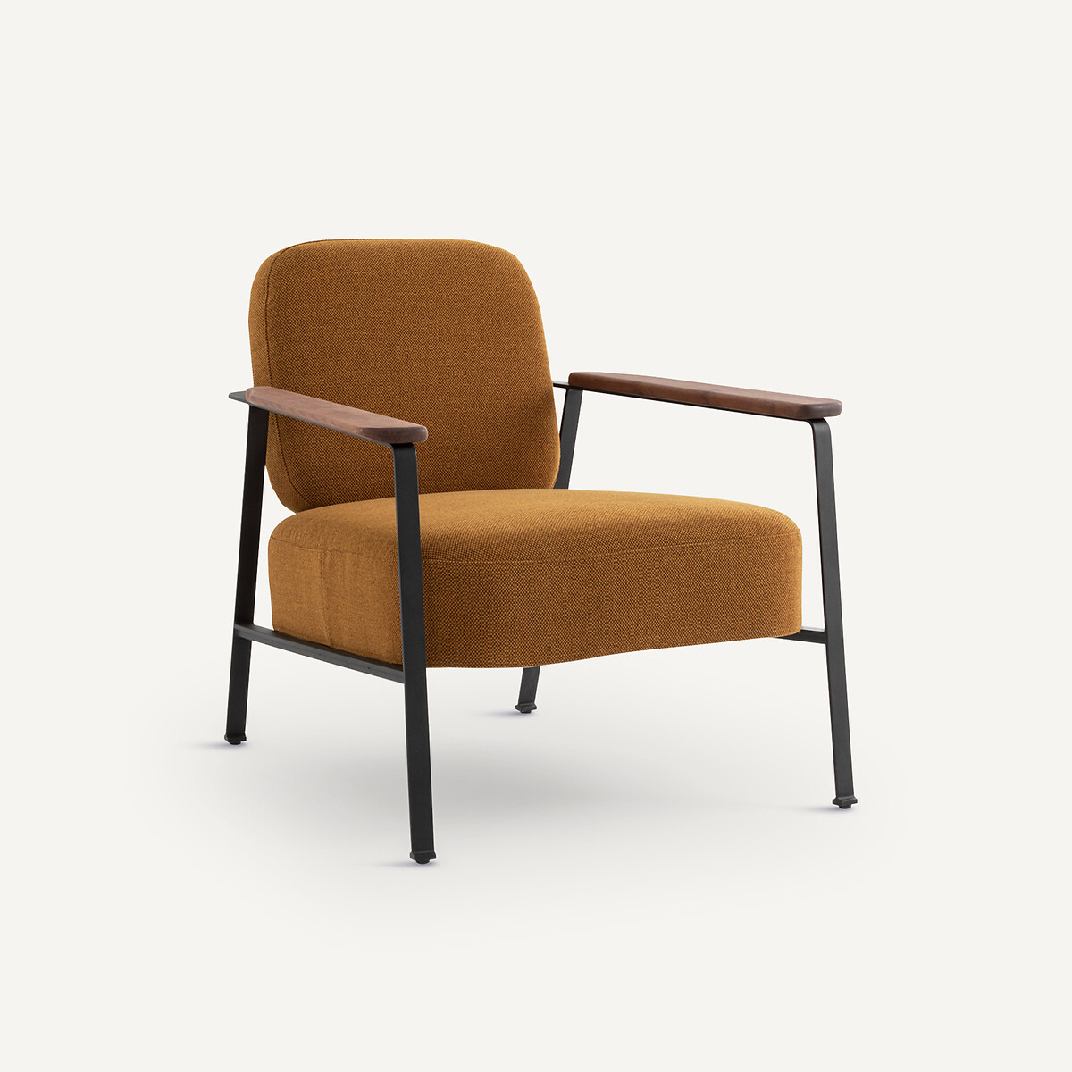 Fauteuil métal acier et tissu natté chiné, Abraxas miel ambré, AM.PM