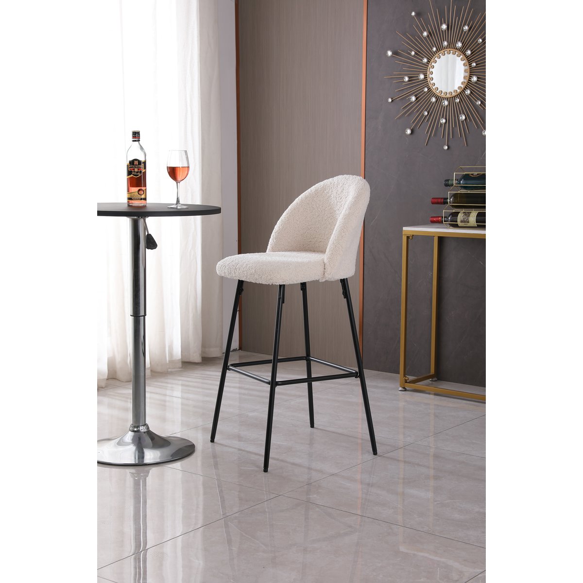 Lot de 2 tabourets de bar, NILSSON blanc cassé, NORDLYS
