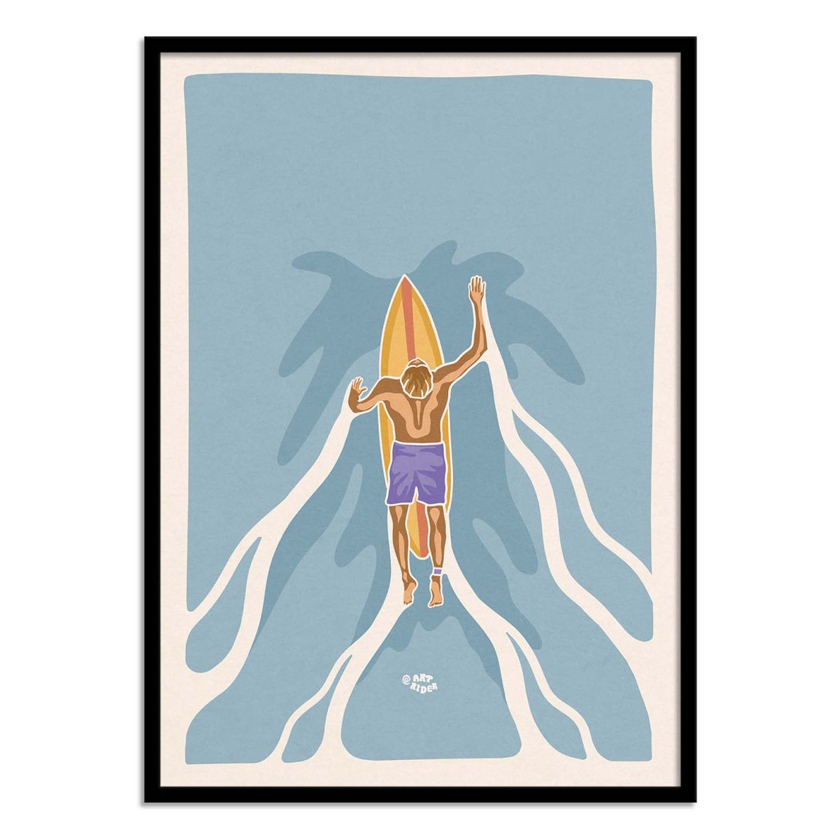Affiche d'art - Paddling Surfer - Art Rider couleur unique, WALL EDITIONS