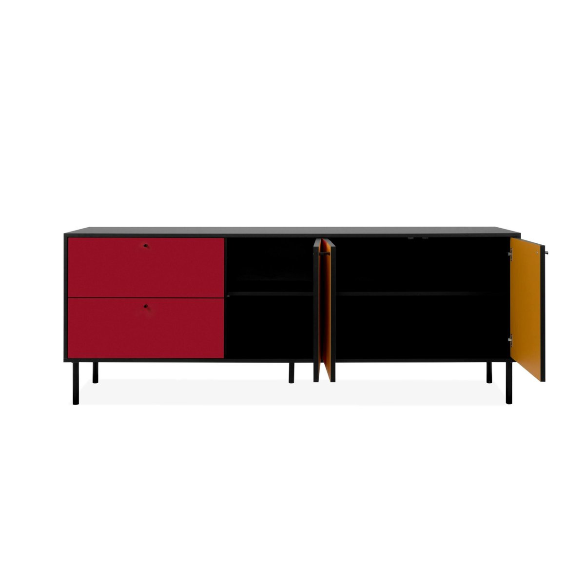 Buffet design multicolore 3 portes 2 tiroirs ALVA noir, PIER IMPORT