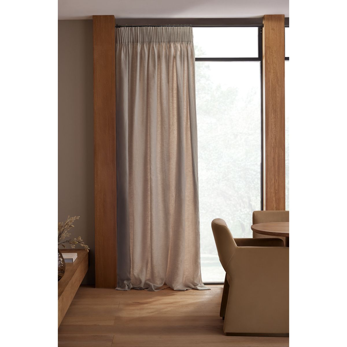 Rideaux doublés lin à plis n. premium naturel, NEXT