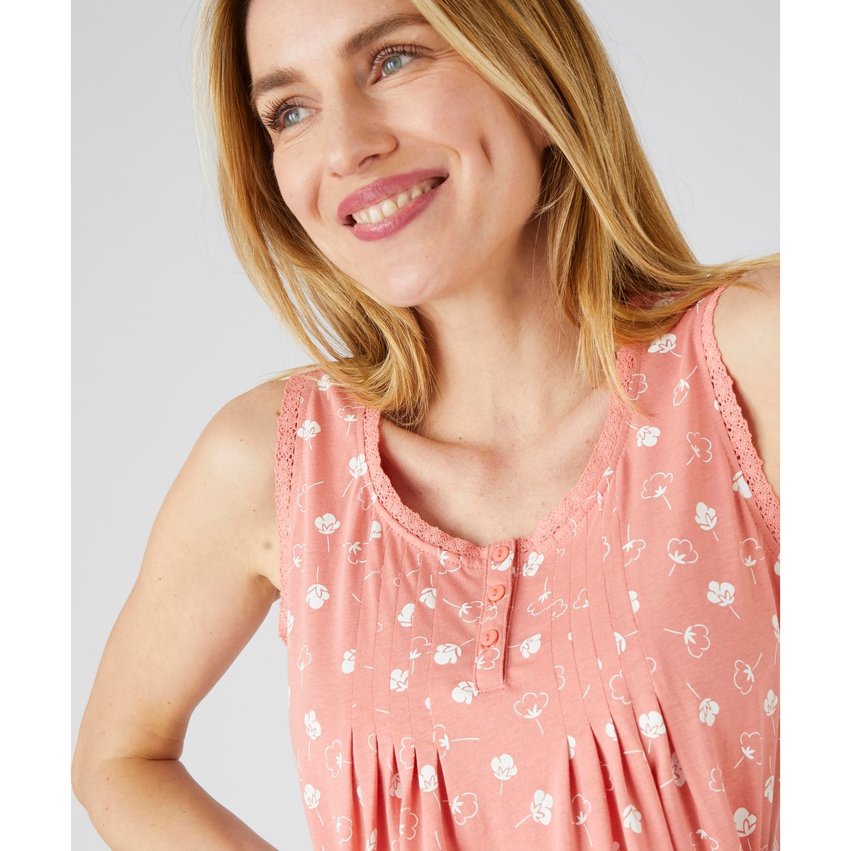 Chemises de nuit pur coton peigné - Lot de 2 multicolore lot orange/turquoise fleuri, DAMART