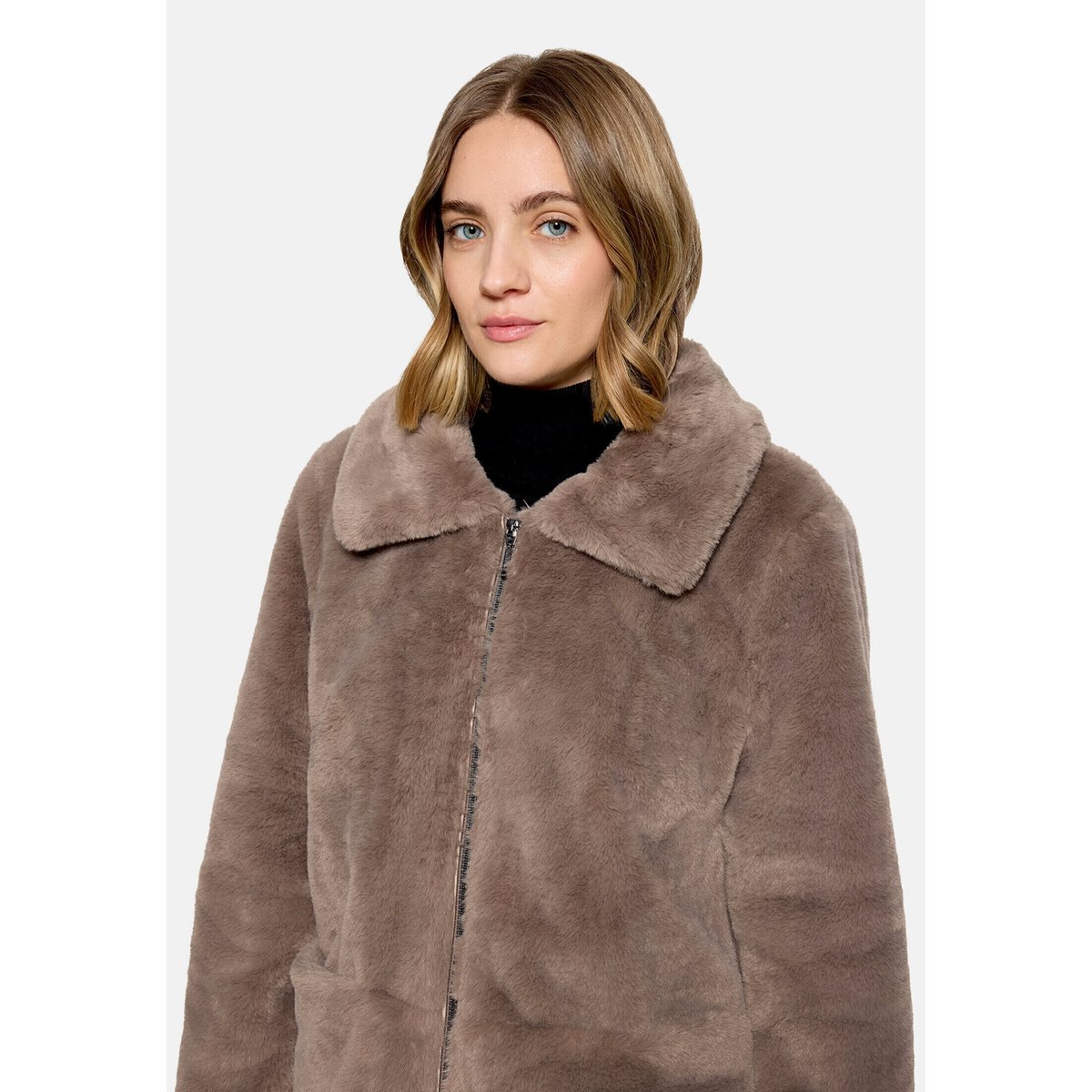 Veste en peluche avec partie veste sans manches amovible gris foncé, AMBER & JUNE