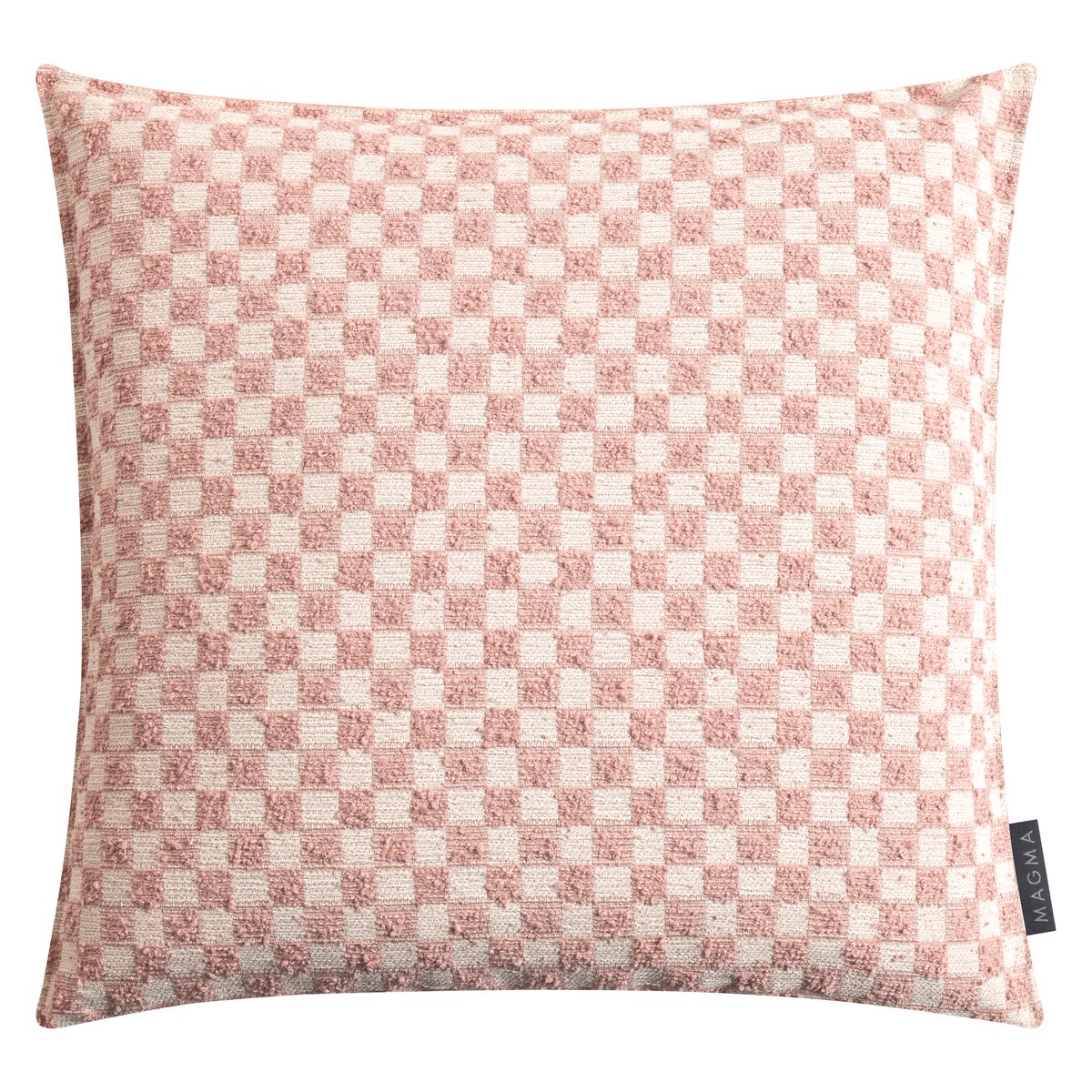 Housse de coussin jacquard carreaux KIMI rose et beige, MAGMA HEIMTEX