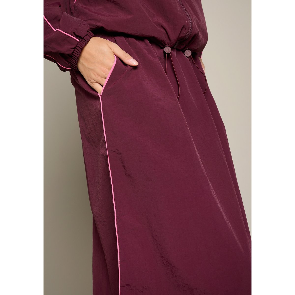 Jupe midi parachute bordeau wine, LOLALIZA