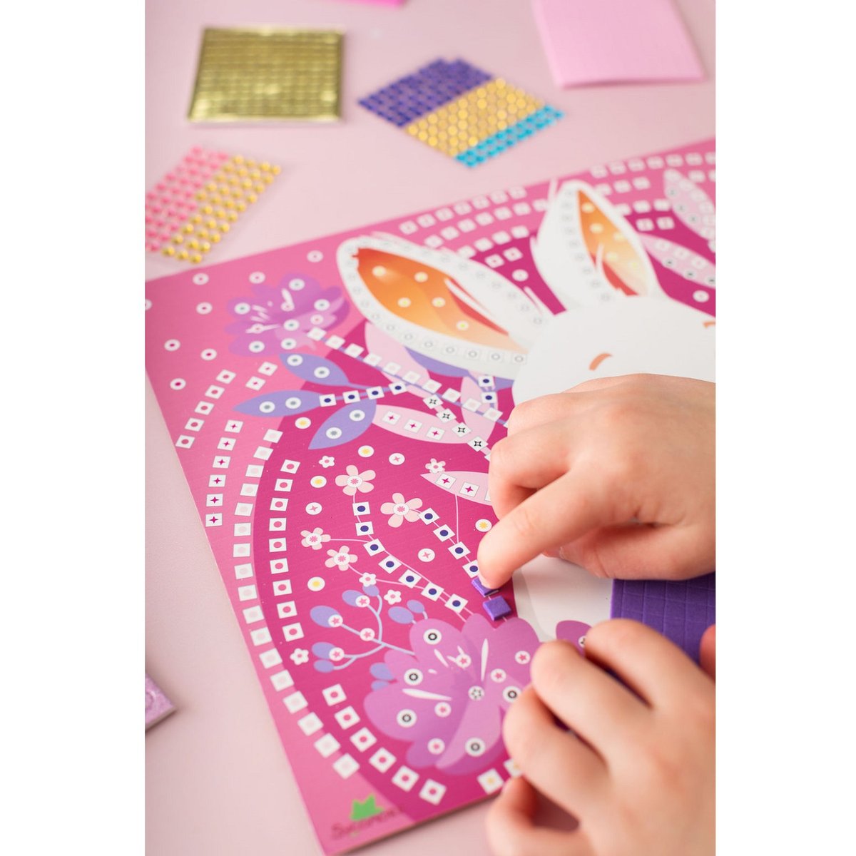 5 Maxi mosaïques Animaux mignons rose, SYCOMORE