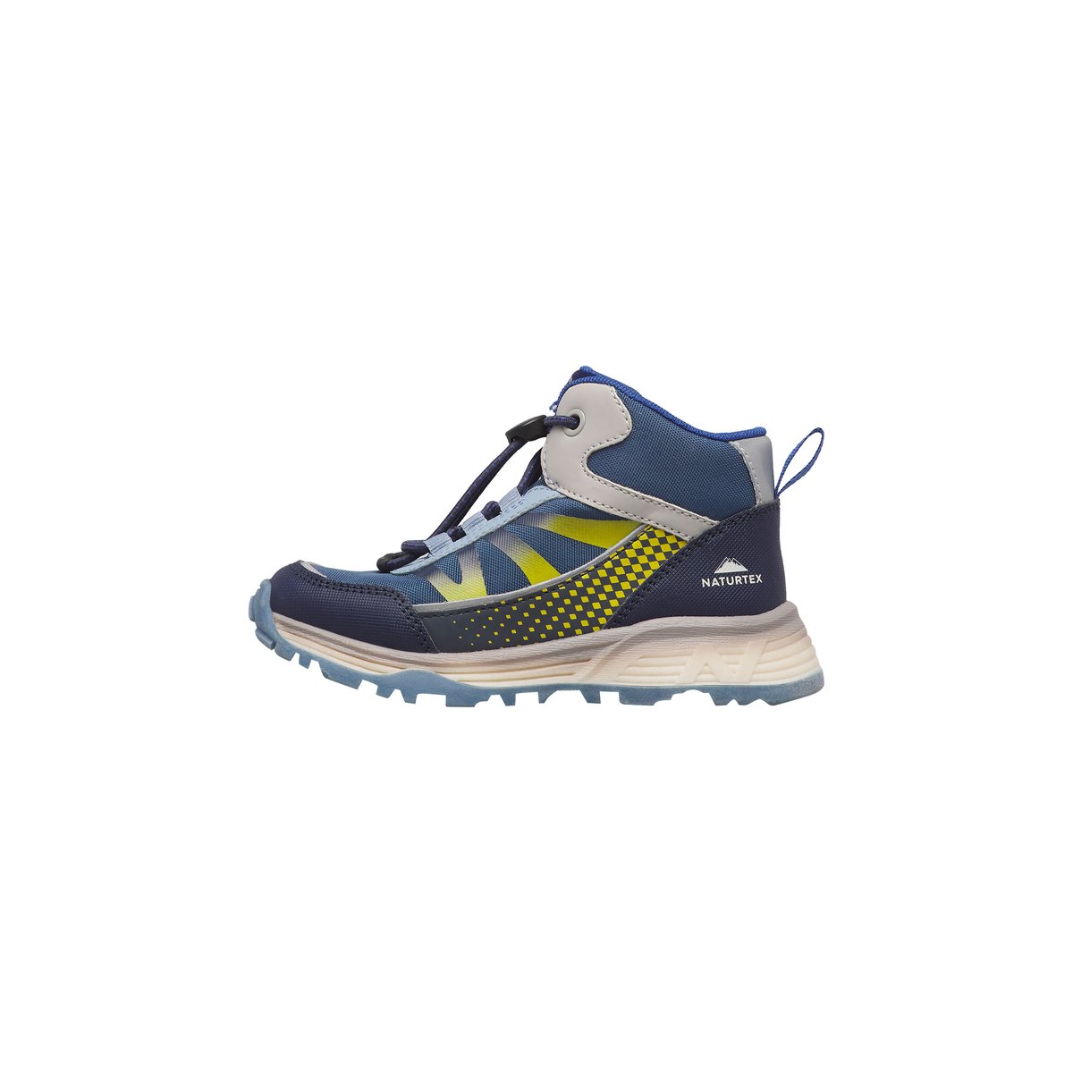 Sneakers en écopelle et tissu DRYFORCE HIGH WP. marine-jaune, NATURINO