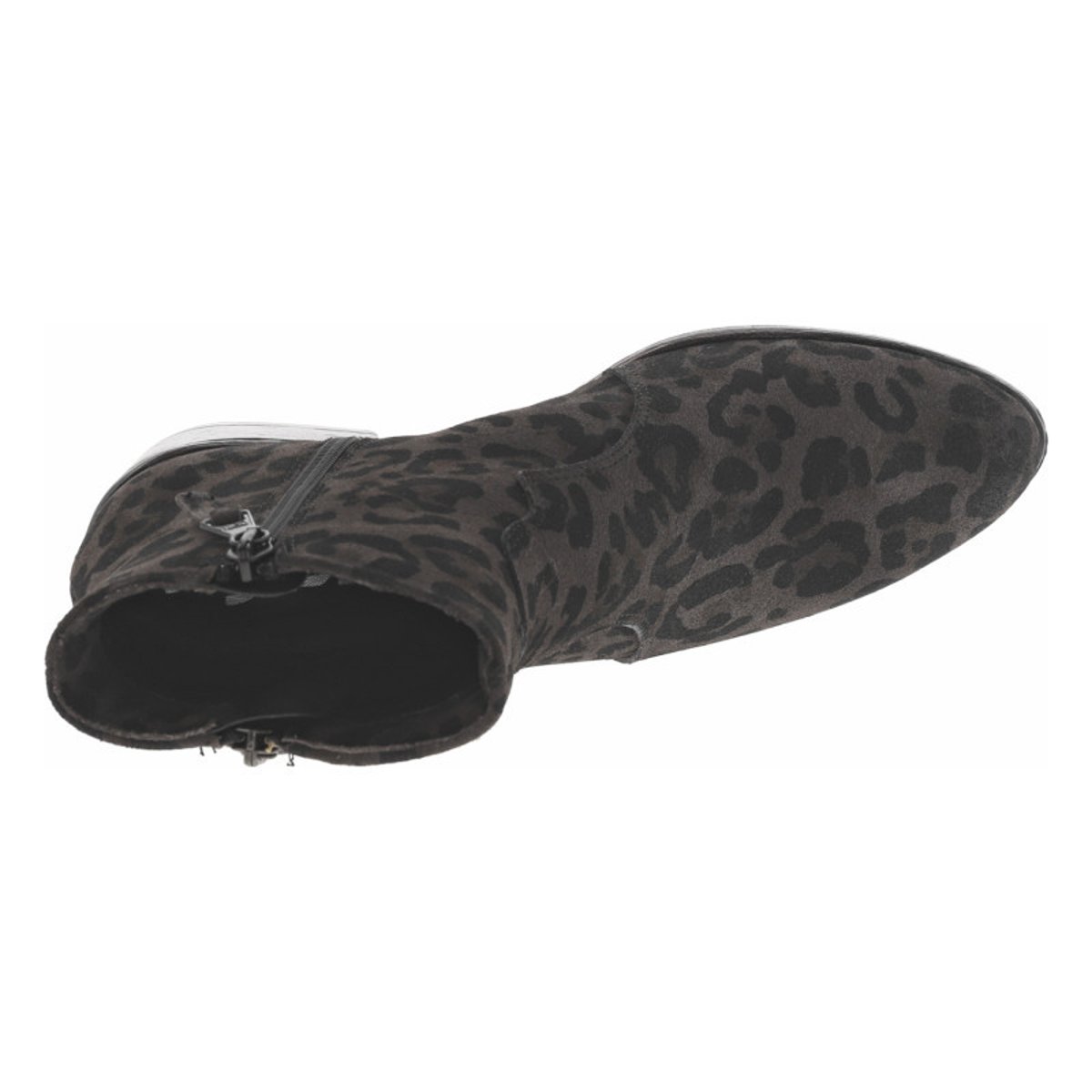 Boots en cuir léopard avec semelle à talon décroché moyen et à zip léopard, MJUS