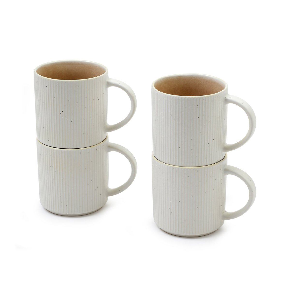 Set de 4 tasses de vaisselle en grès D10 AMSTERDAM beige, SIA DECO