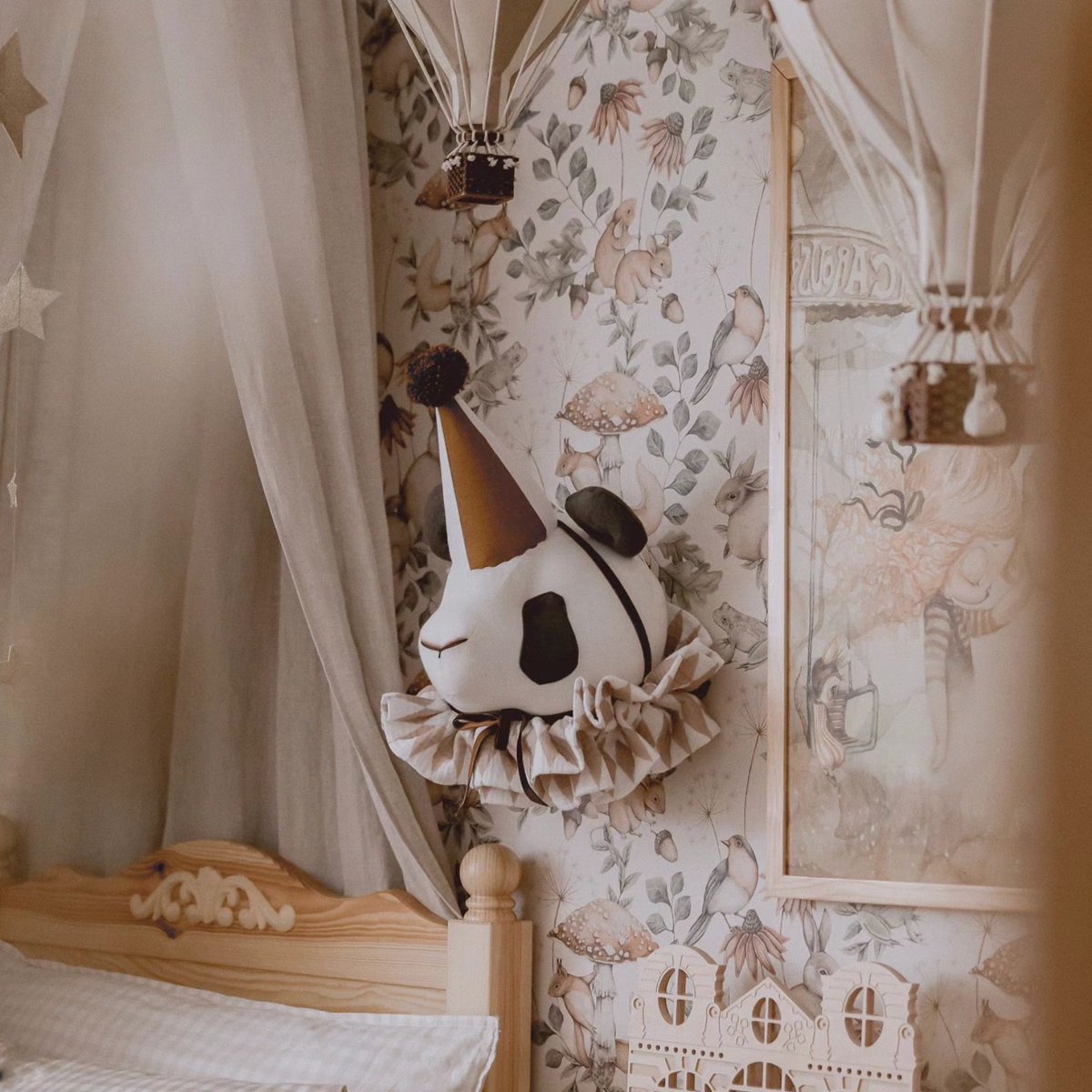 Trophée mural, panda Mino en lin lavé MAISON SEVIRA beige, SEVIRA KIDS