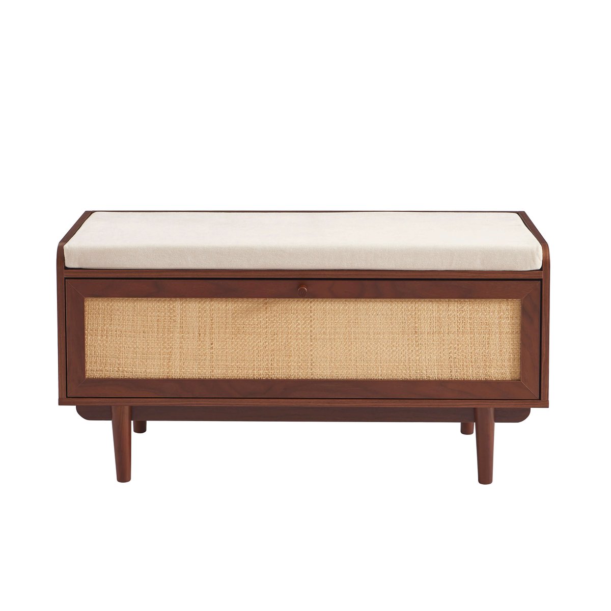 Banc à chaussures en cannage LEON noyer, SORELH