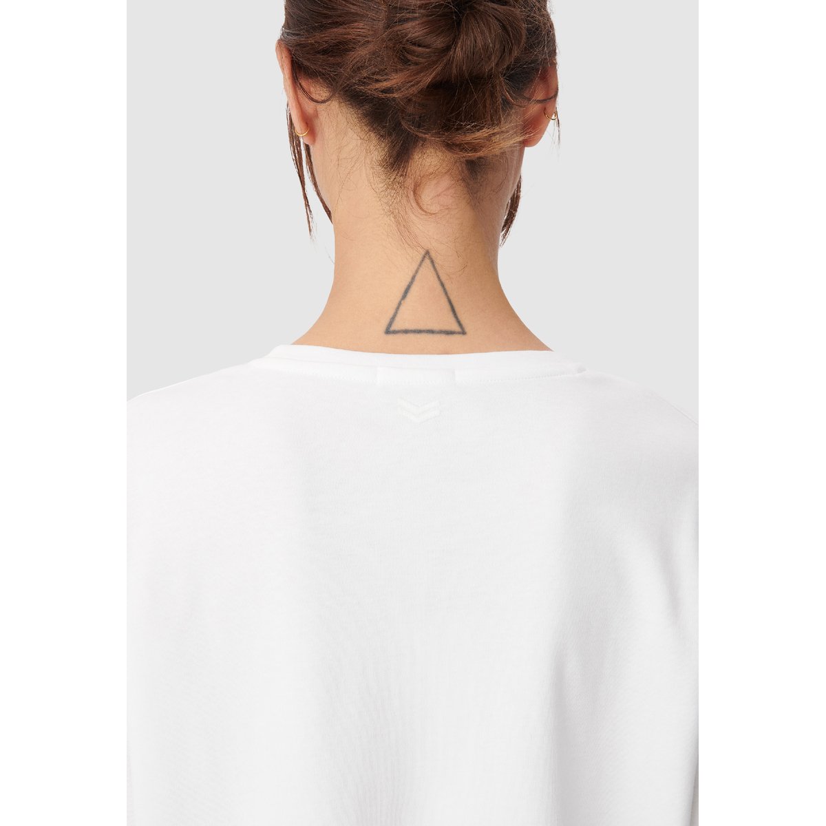 Tee-shirt boxy col rond broderie chevrons dos blanc cassé, IKKS