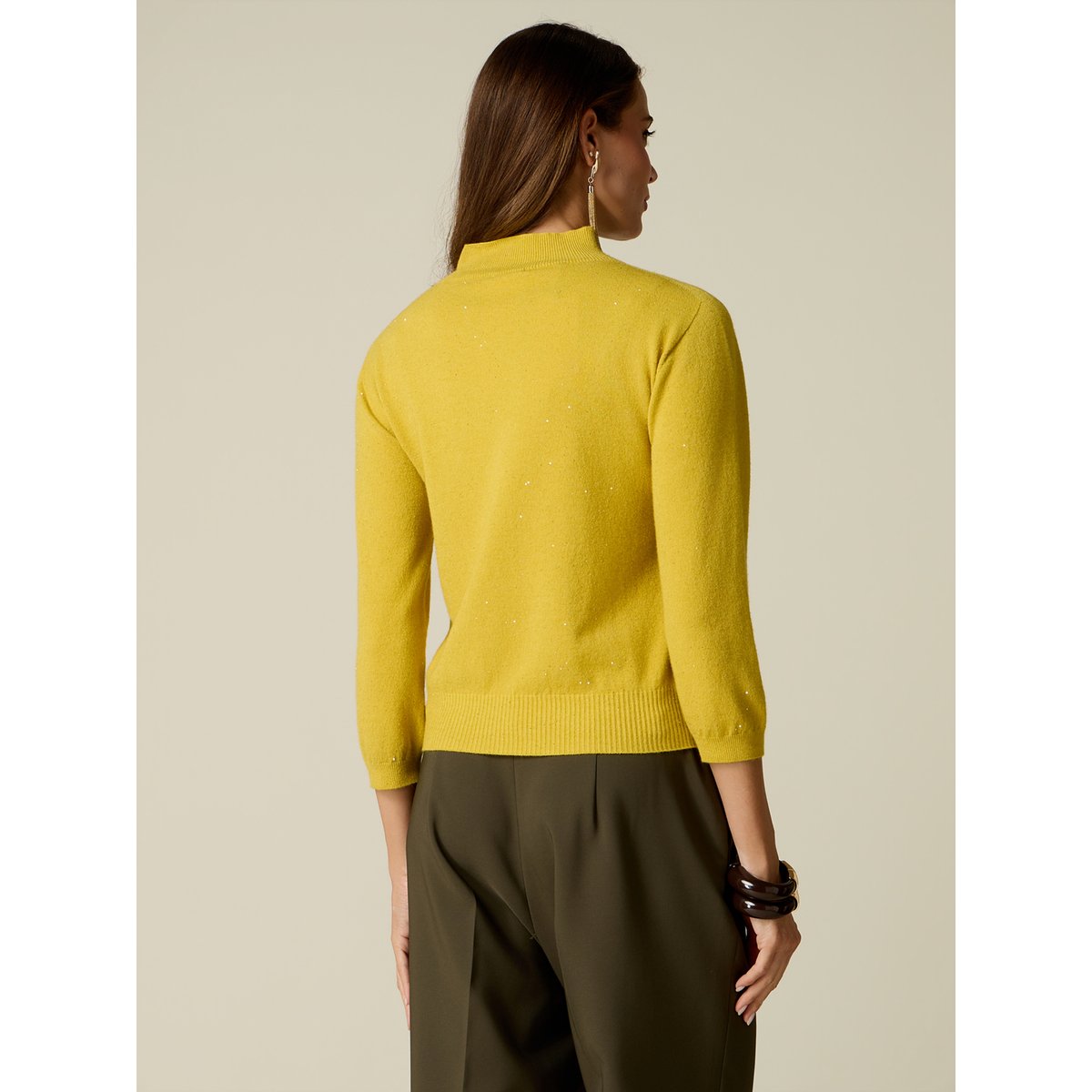 Col roulé à micro paillettes jaune, OLTRE