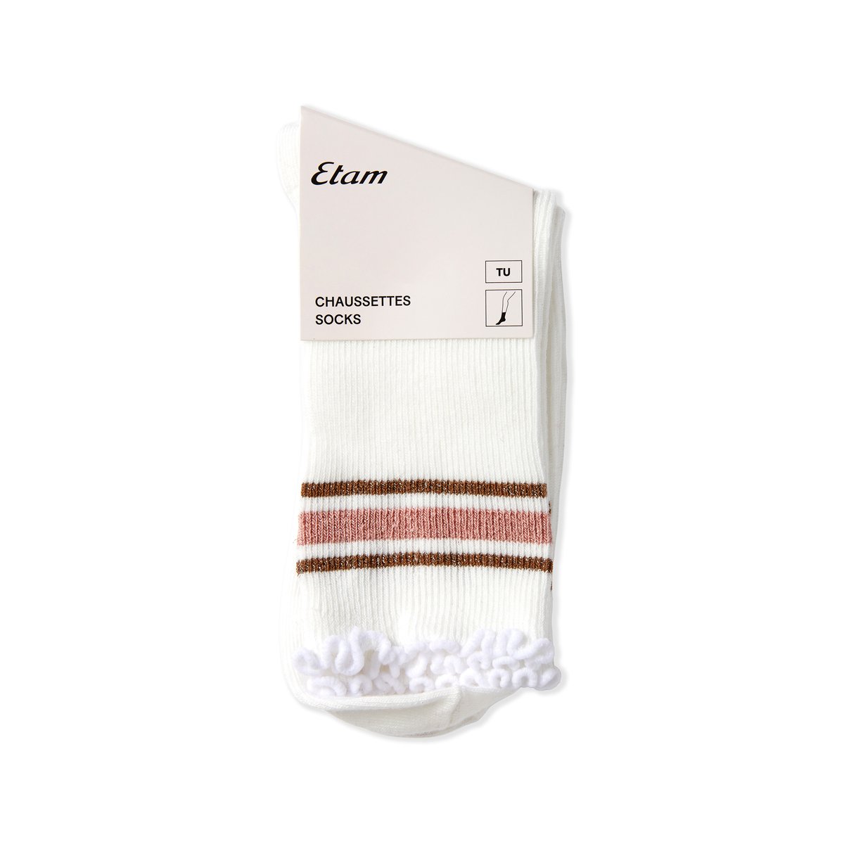 Chaussettes avec coton et paillettes OUTRUN ecru, ETAM