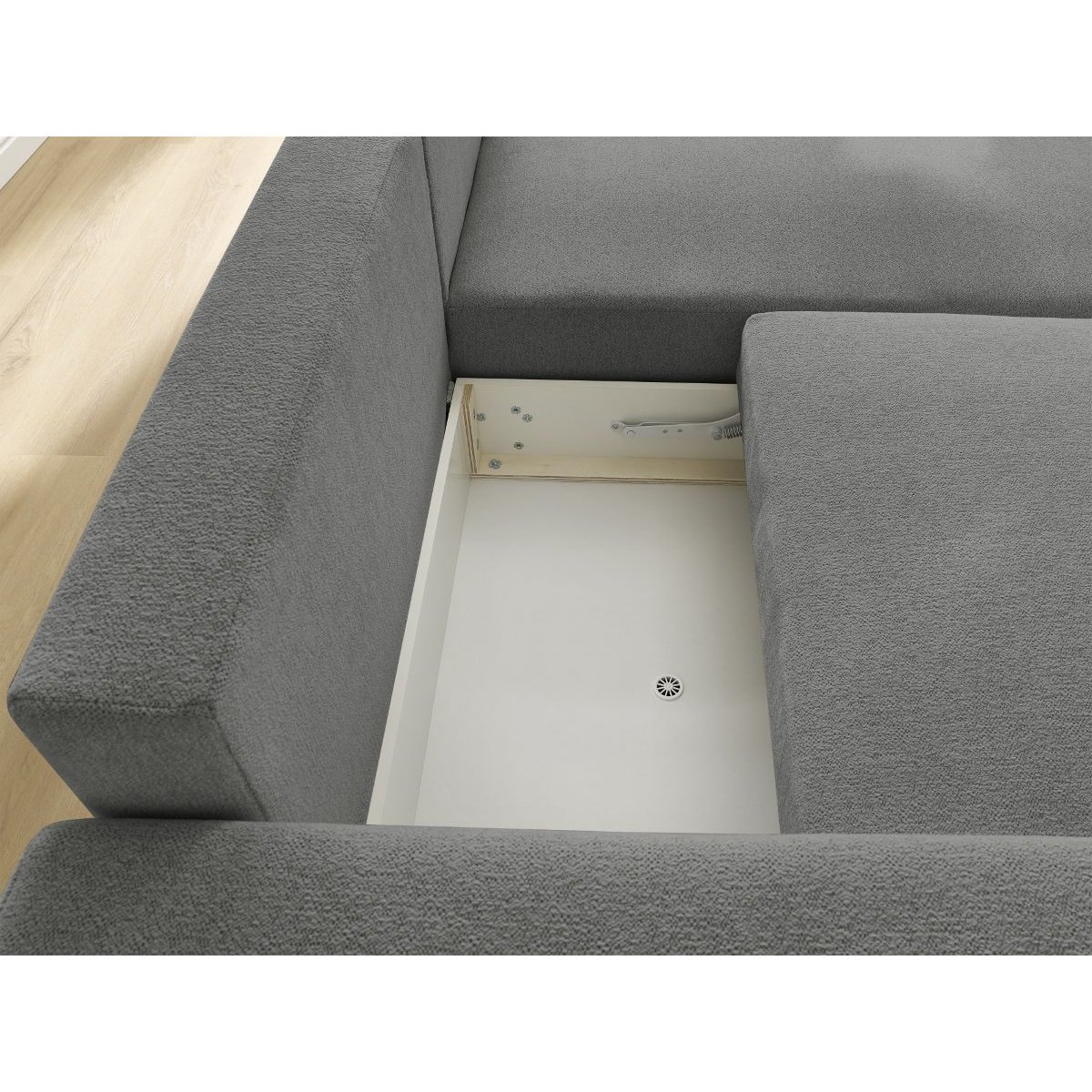 Canapé d'angle convertible 3 places en tissu chiné, ATILLA gris foncé, BOBOCHIC