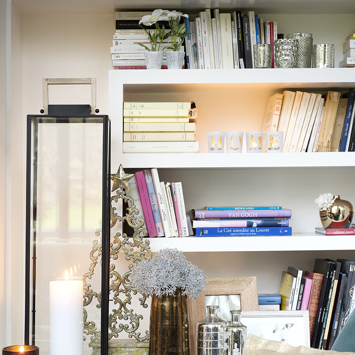 Set de 4 photophores décoratifs de noël en verre H6.5 XMAS blanc, SIA DECO