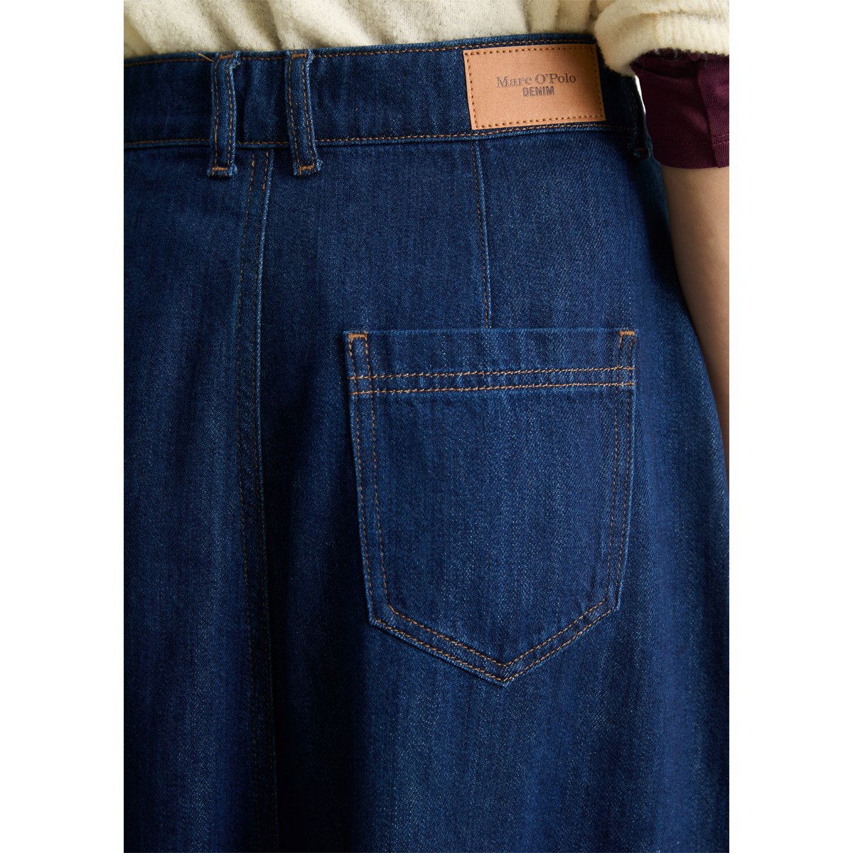 Jupe en jean évasée réalisé avec Orange Fiber bleu, MARC O’POLO DENIM