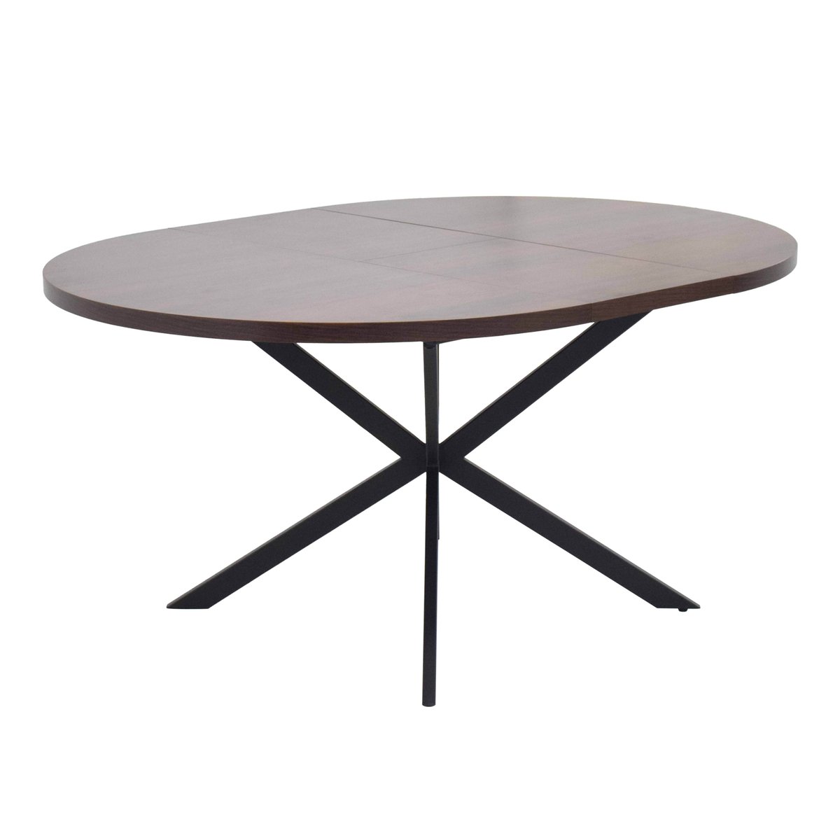 Table à manger extensible ronde en métal et effet bois 6 à 8 personnes, MARCIA marron, OVIALA