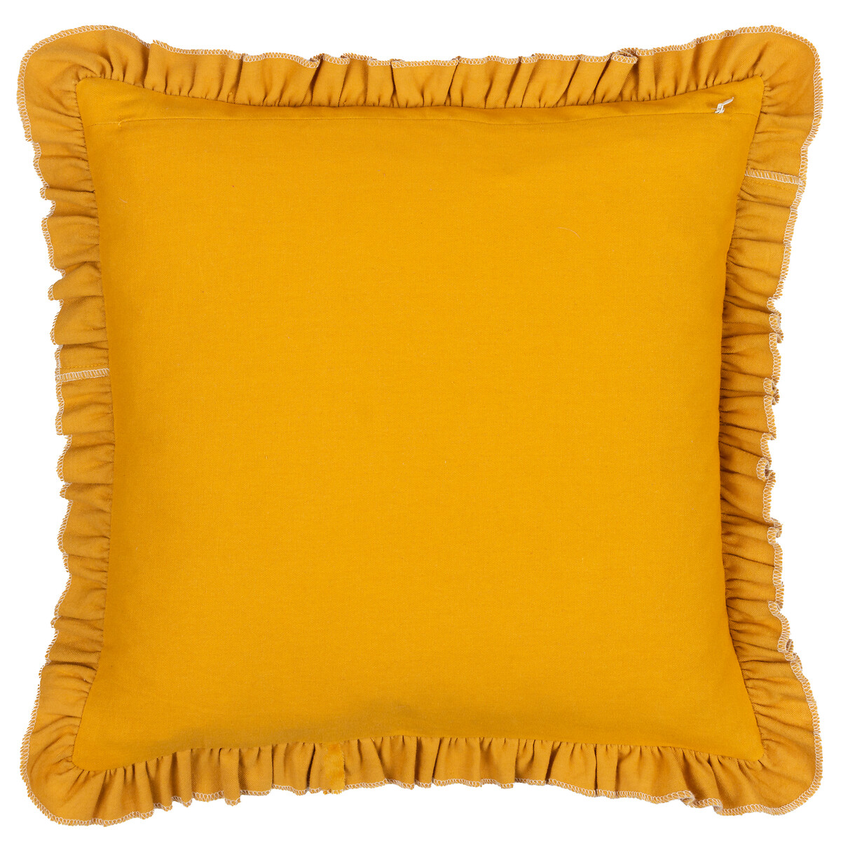 Daisy Frill Embroidered Velvet Cushion gold-coloured, FURN.