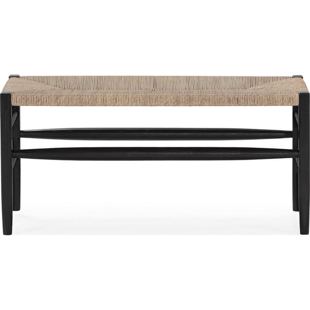 Banc en teck, Assise tressée noir et naturel, RECOLLECTION