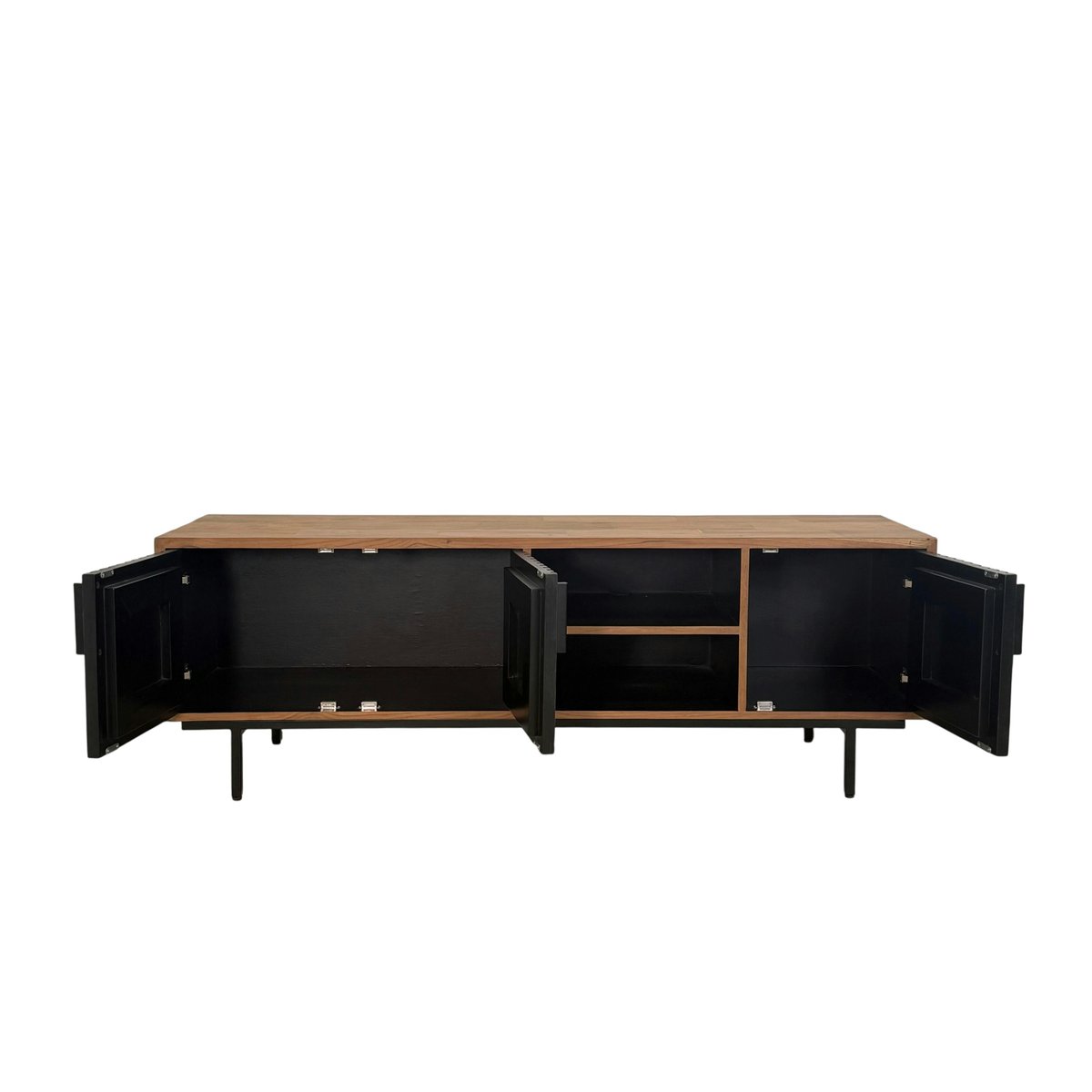Meuble TV 3 portes 2 niches teck recyclé FANO bois naturel, PIER IMPORT