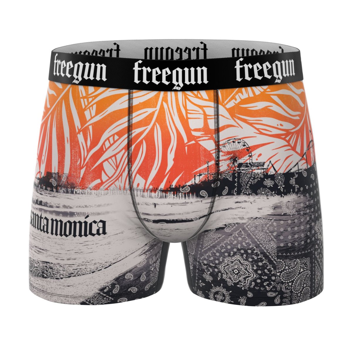 Lot De 5 Boxers Microfibre bleu/orange/rose/blanc, FREEGUN