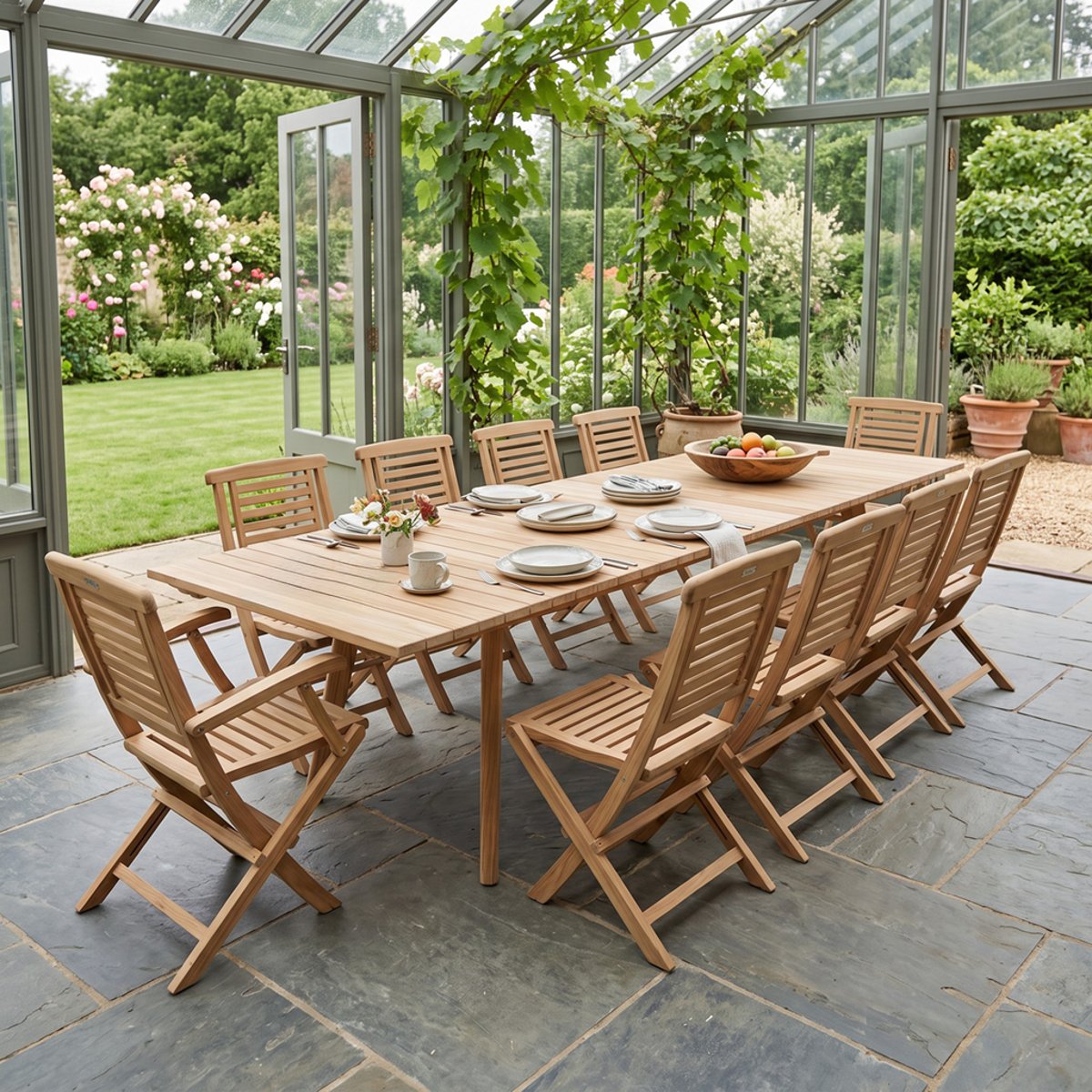 Salon de jardin en teck massif Eden, 10 places naturel, TECK ATTITUDE