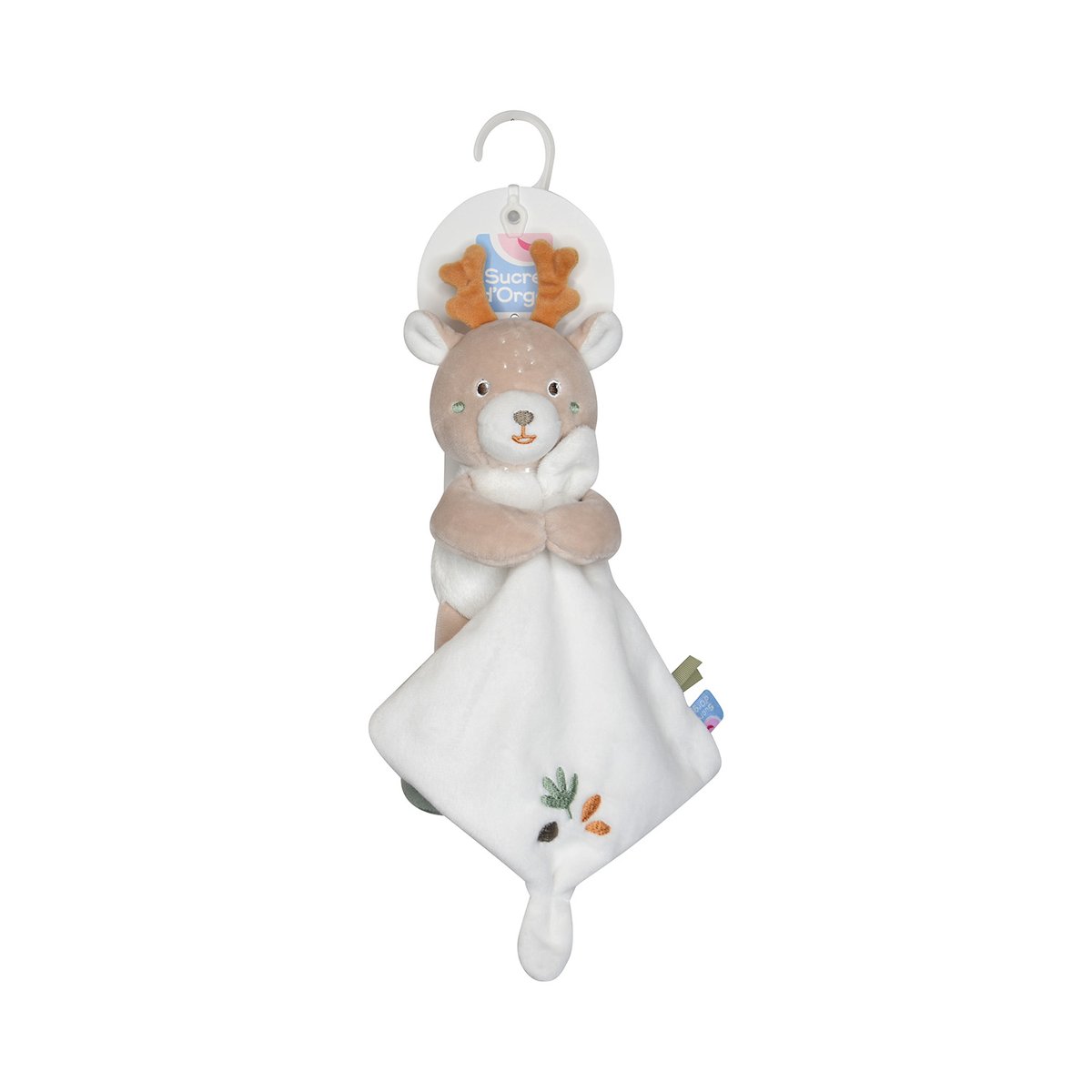 Doudou mouchoir cerf velours doux beige, SUCRE D'ORGE