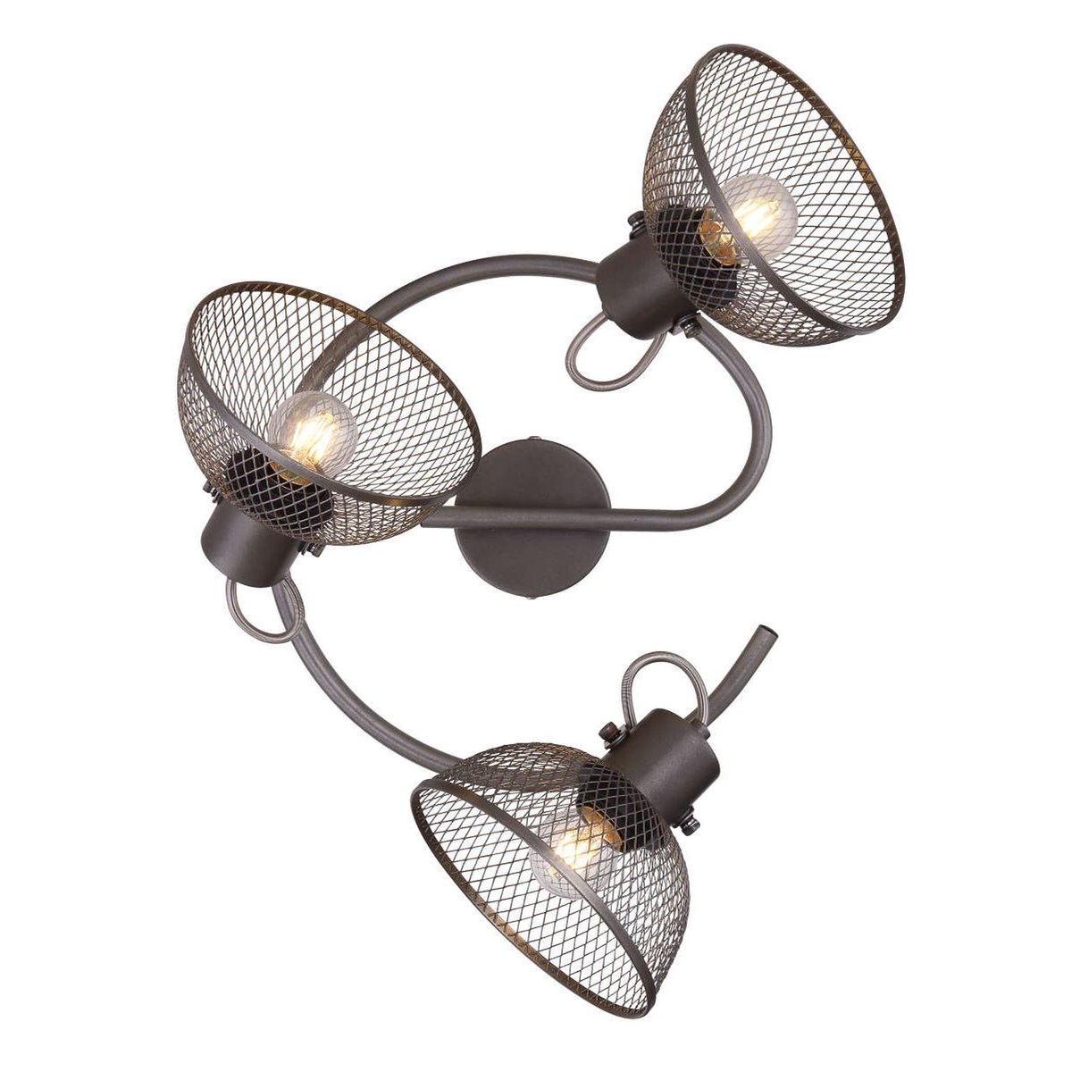 Plafonnier rond 3 lampes design vintage MONIGA gris foncé, GLOBO LIGHTING