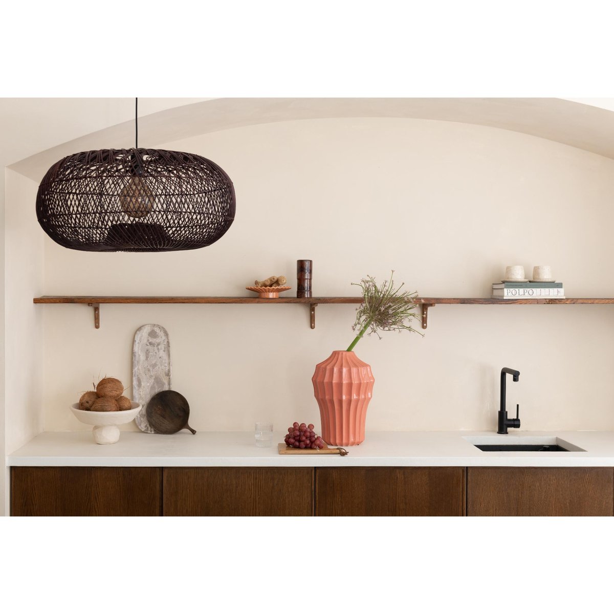 Lampe Suspendue Bambou ARIZONA bordeaux, GOOD & MOJO