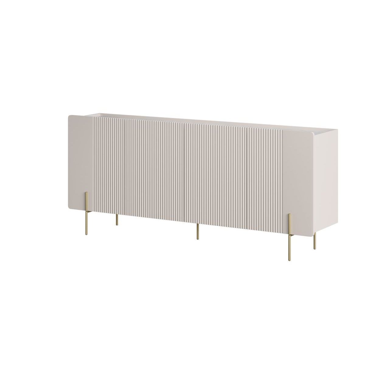 Buffet bas en panneaux de particules et MDF 4 portes 200 cm, MATHILDE beige, BOBOCHIC