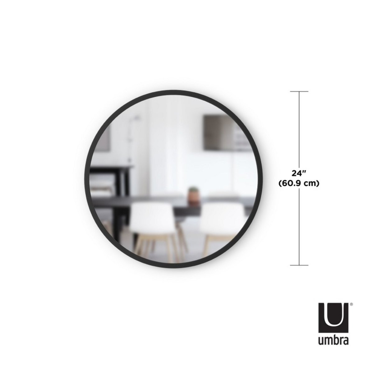 Miroir mural caoutchouc  HUB noir, UMBRA