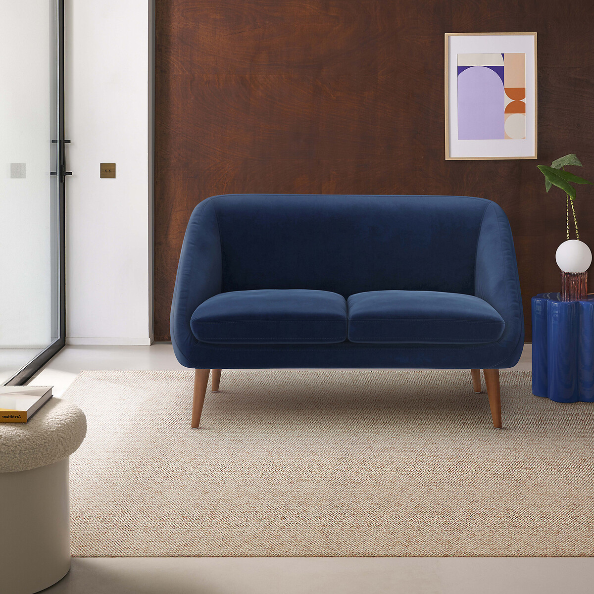 2-Sitzer-Sofa Séméon, Samt preussischblau , LA REDOUTE INTERIEURS