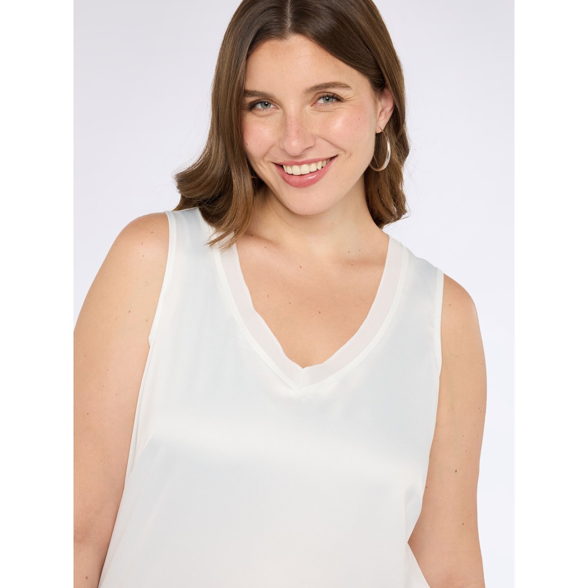 Top sans manches avec décolleté en V blanc, FIORELLA RUBINO