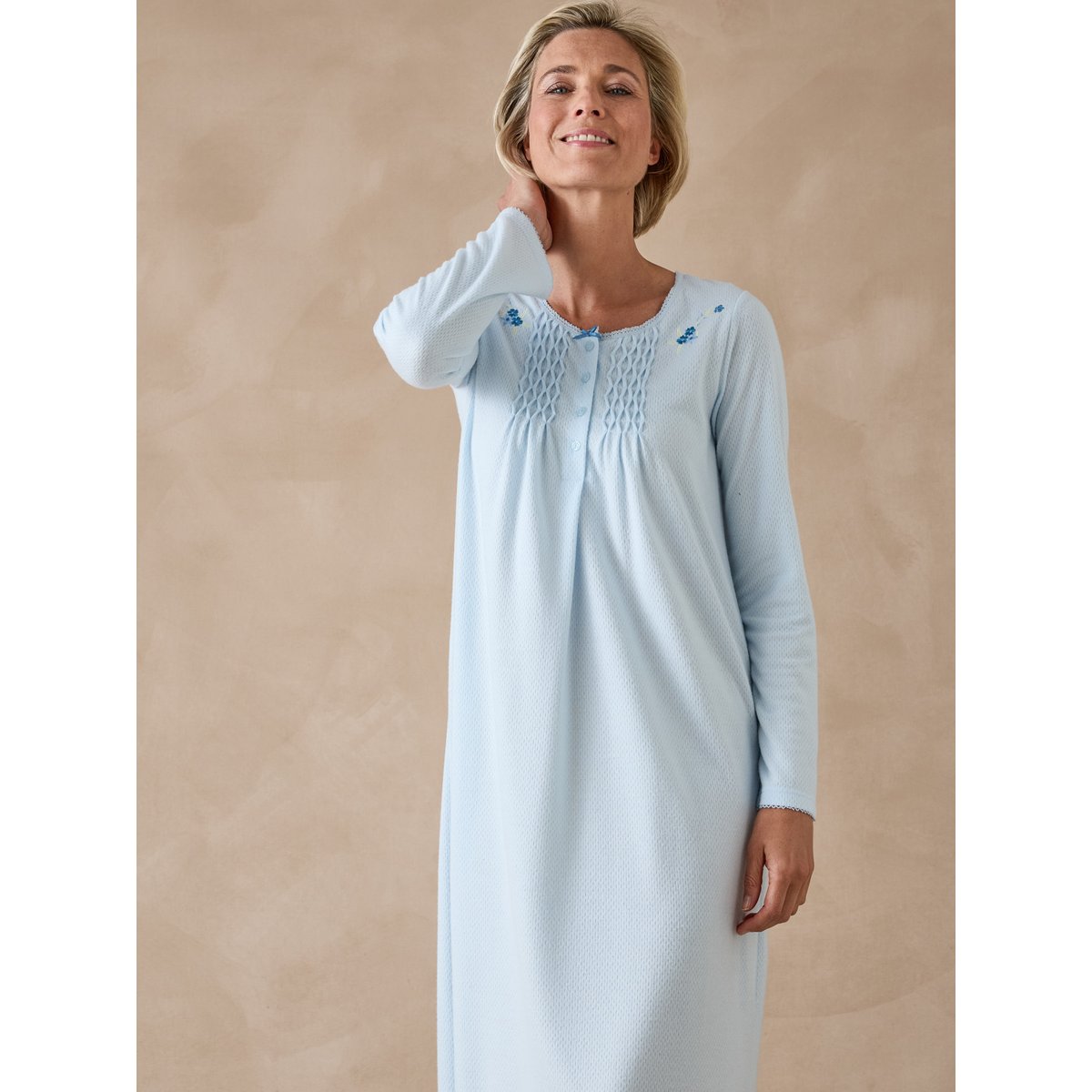 Chemise de nuit maille chaude bleu, DAXON