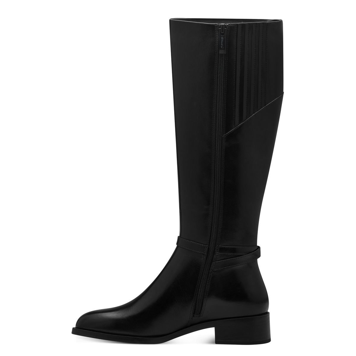 Bottes plates en cuir noir, TAMARIS