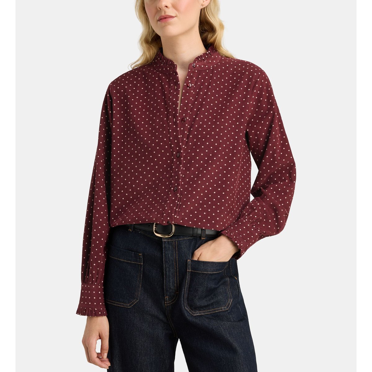 Chemise droite detroit cordl velours milleraies bordeaux, GALERIES LAFAYETTE