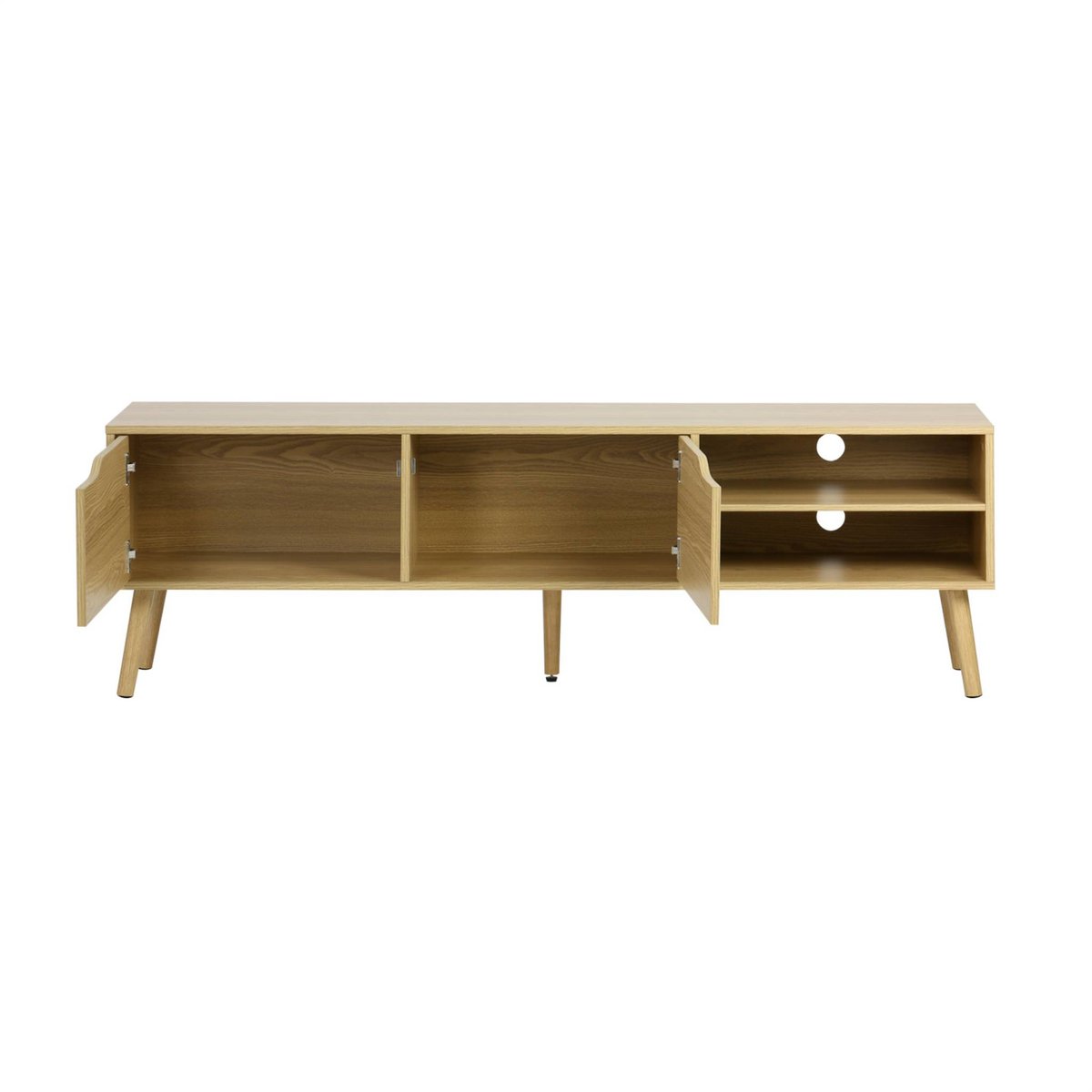 Meuble TV vintage décor bois 2 portes 160cm NEPAL décor bois de noyer, SWEEEK