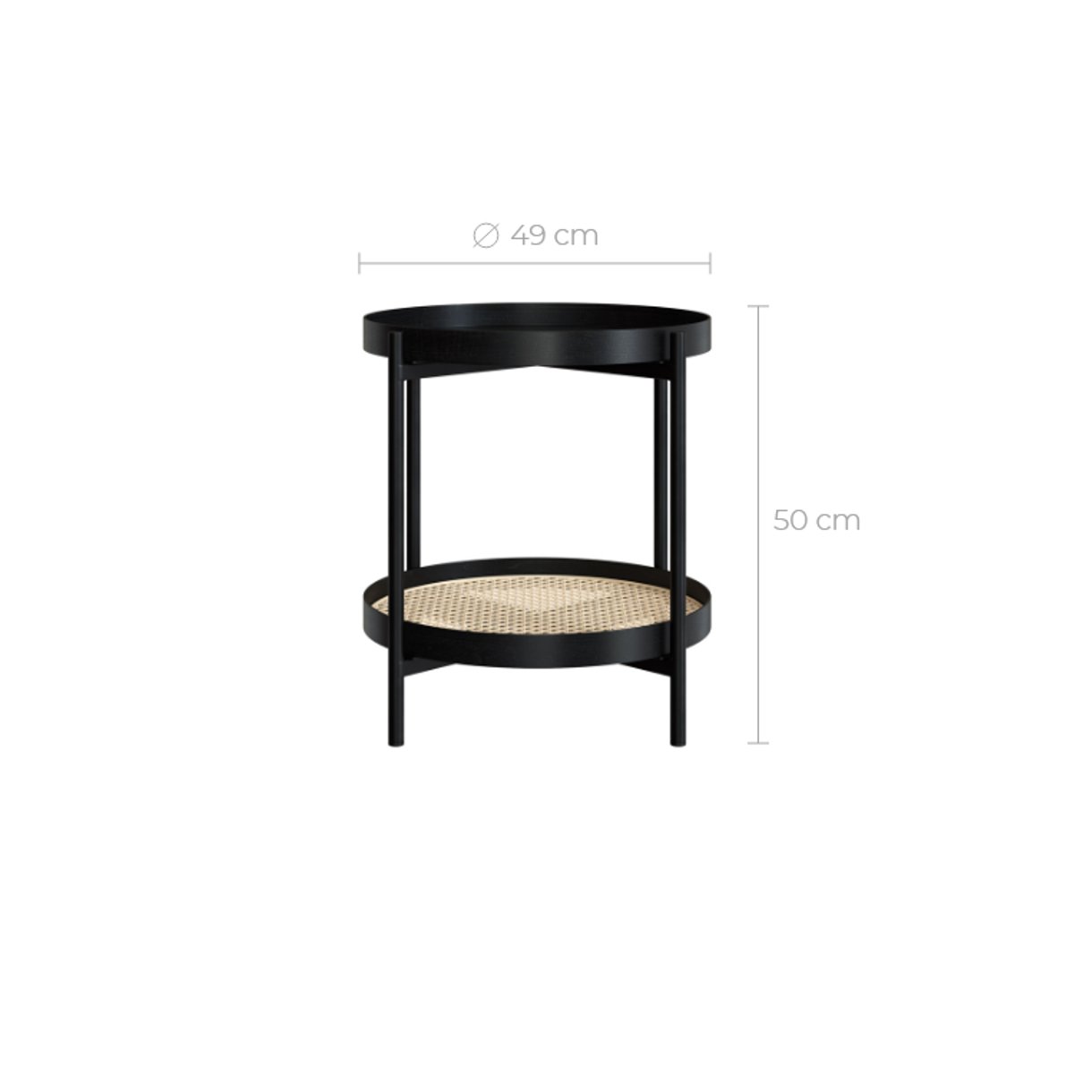 Table basse en cannage de mindi D49 cm - LUKUT noir, MAISON PAVANE
