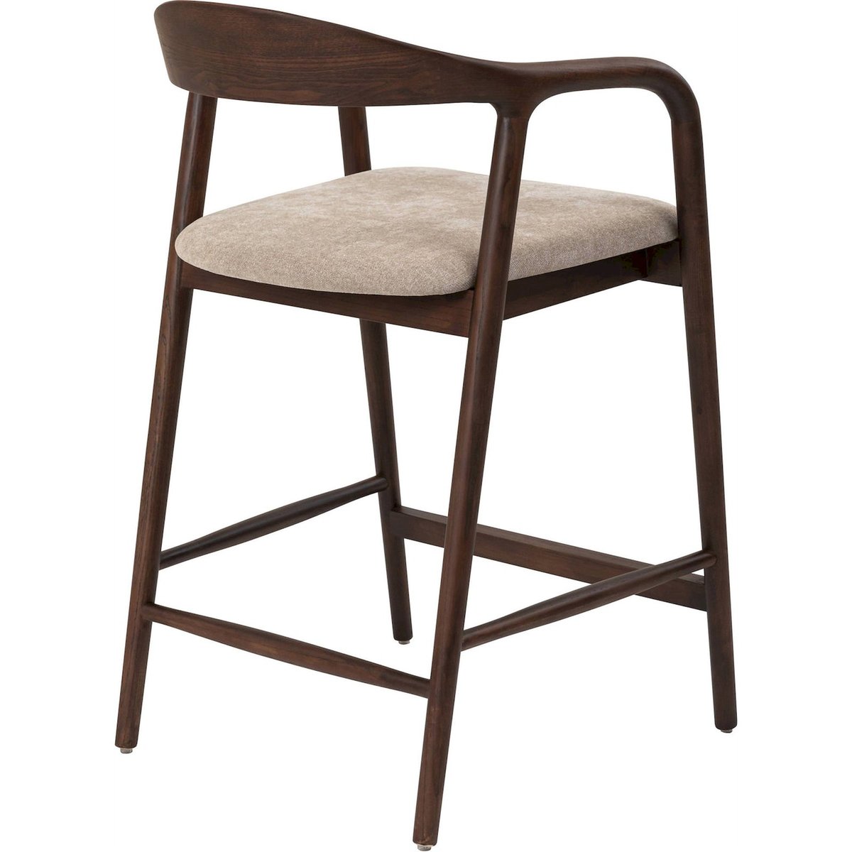 Tabouret de bar bois et bouclette INSIBLE beige tressé et noyer, RECOLLECTION